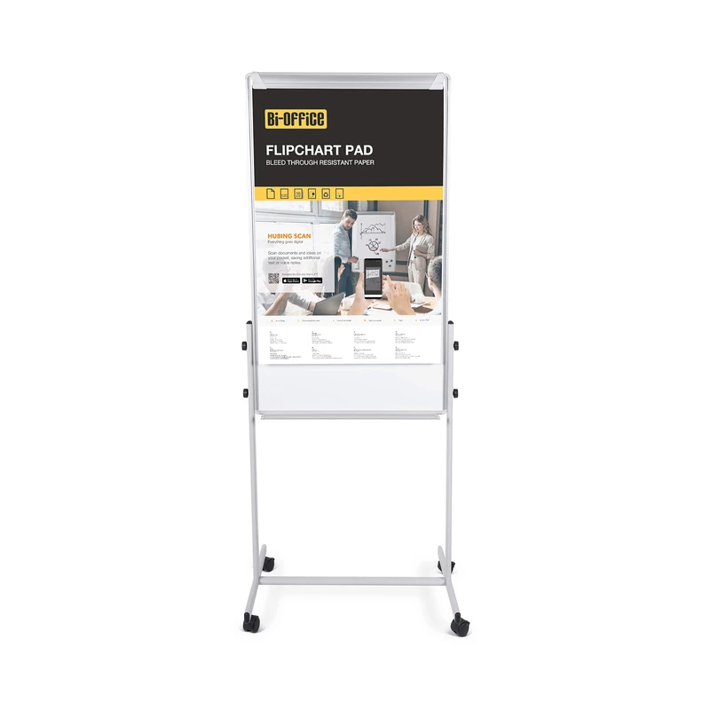 Bi-Office Portable Duo Dryerase Vertical Aluminium Frame Easel - White/Cork