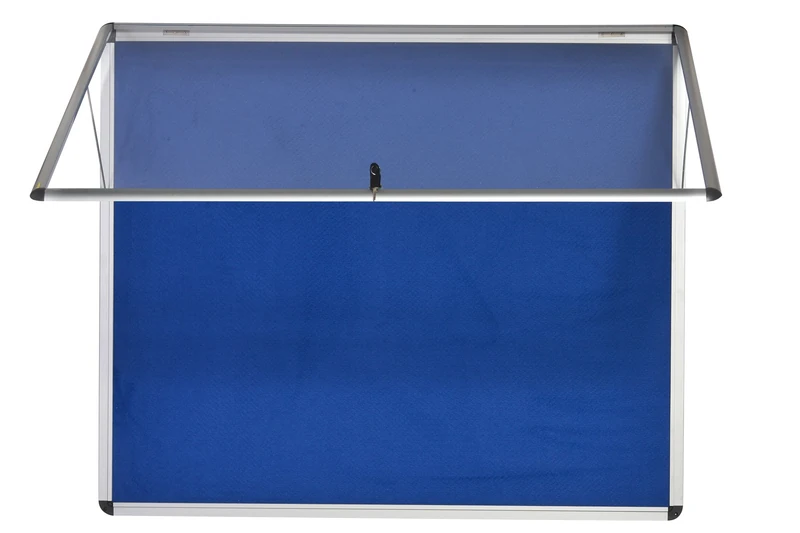 Bi-Office Display Case Enclore Top Hinged Fire Retardant, Blue Felt, Aluminium Frame, 92,4 x 95,3 cm (12xA4) - Image 1