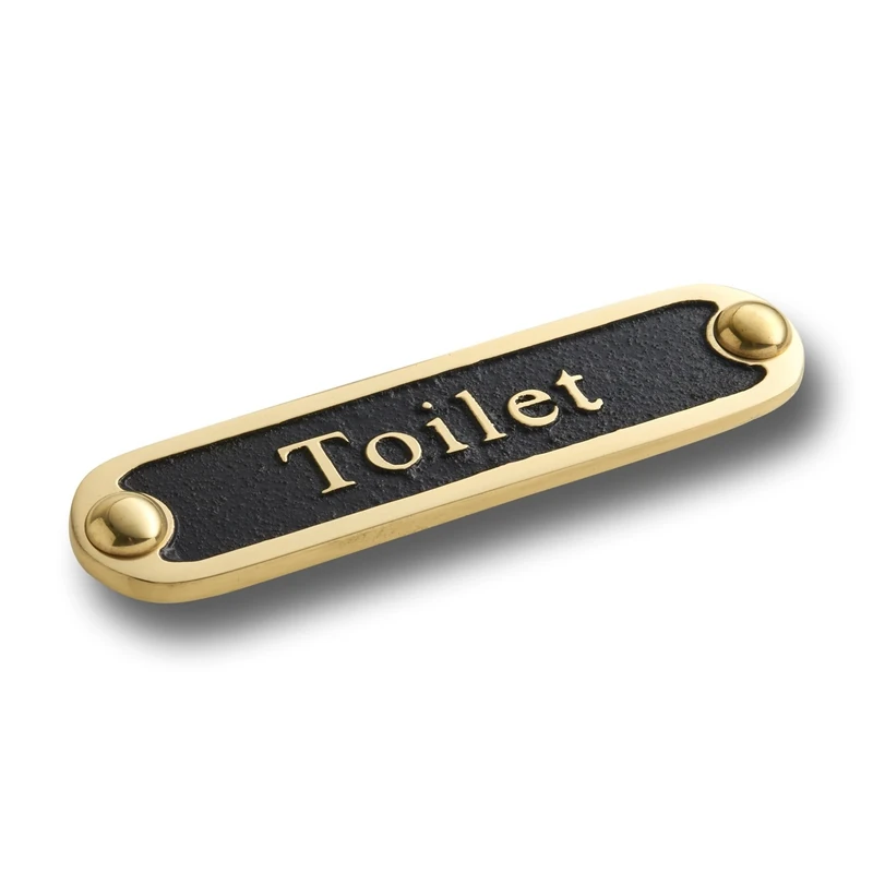 The Metal Foundry Solid Brass Toilet Door Sign - 5x1 Inch