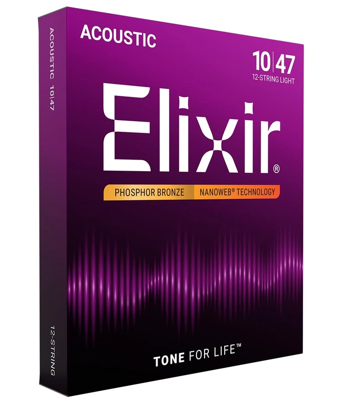 Elixir 16152 12-String Acoustic Guitar Strings - Light Gauge NANOWEB