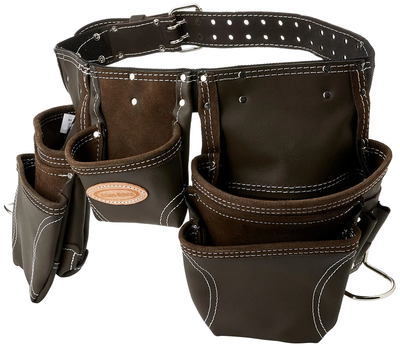 McGuire-Nicholas Tanned Leather Contractor's Apron, Durable Construction Tool Belt,Brown,One Size