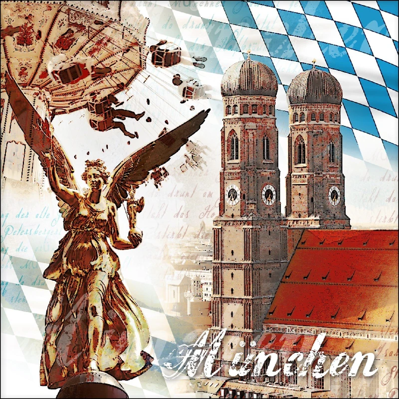 Pro-ART G1251A Mural 30 x 30 cm 'Munich' Giclée, multicoloured, 70 x 70 cm - Image 1