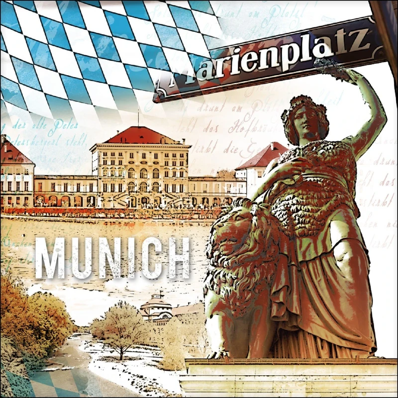 Pro-Art g1250a Giclee Wall Picture 'Munich' 30 x 30 cm, multicoloured, 100 x 100 cm