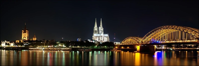 Pro-ART g1767e Mural Giclée 'Cologne At Night' 150 x 48 cm, multicoloured, 120 x 40 cm