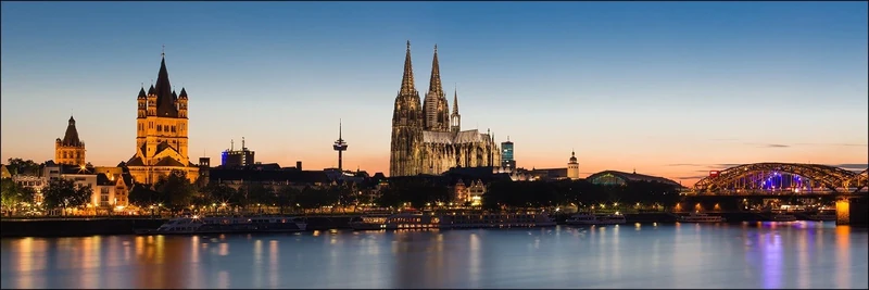 Pro-Art g1766e Giclee Wall Picture 'Cologne Bank of River Rhine' 150 x 48 cm, multicoloured, 120 x 40 cm