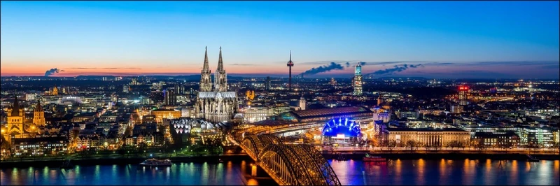 Pro-Art g1582e Giclee Wall Picture 'Night View of Cologne' 150 x 48 cm, multicoloured, 120 x 40 cm