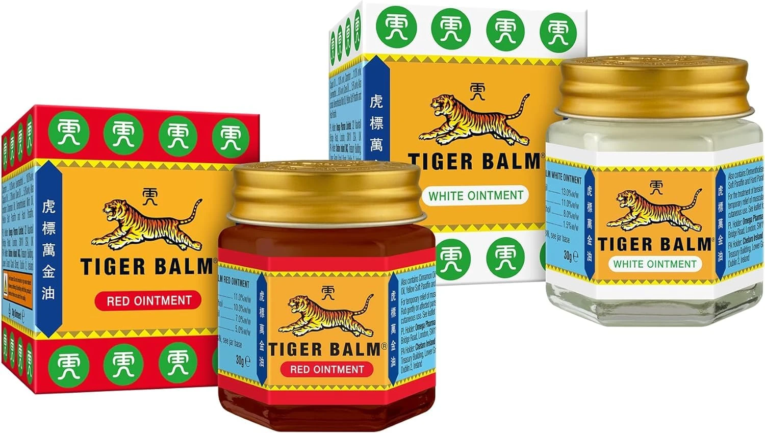 Tiger Balm Red Ointment 30g/Jar + Tiger Balm White Ointment 30g/Jar