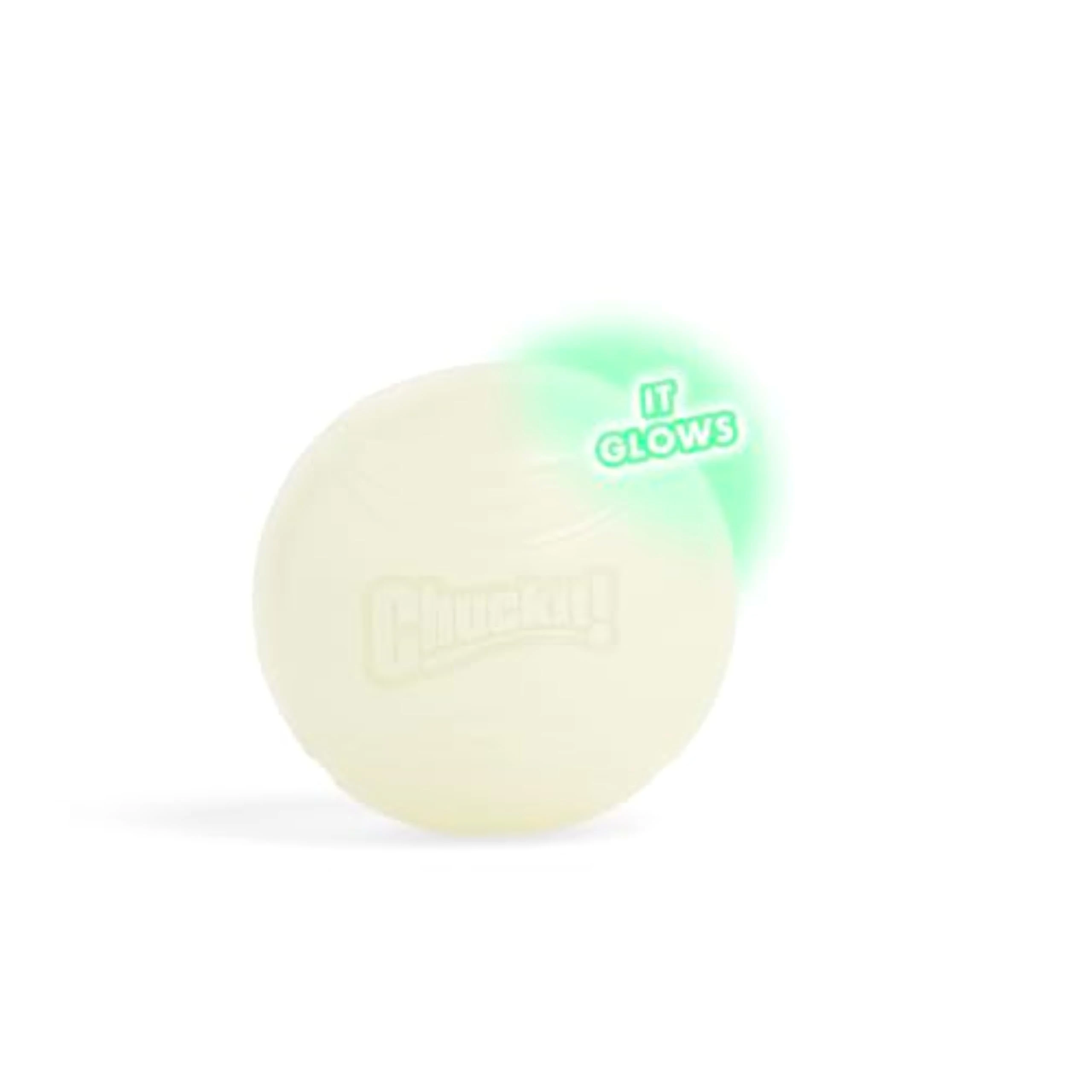Chuckit! Ball Glow In the Dark Dog Toy, Durable Rubber Dog Balls, Launcher Thrower Compatible Interactive Toys for Dogs for Boredom, Large, 1 Pack