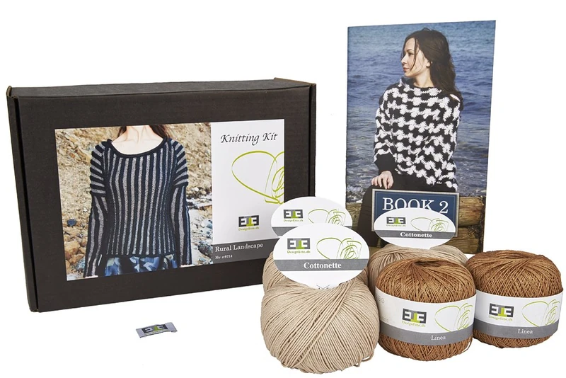 DesignEtte Knitting Kit Rural Landscape Linen/Cotton Light Brown/Champagne M/L
