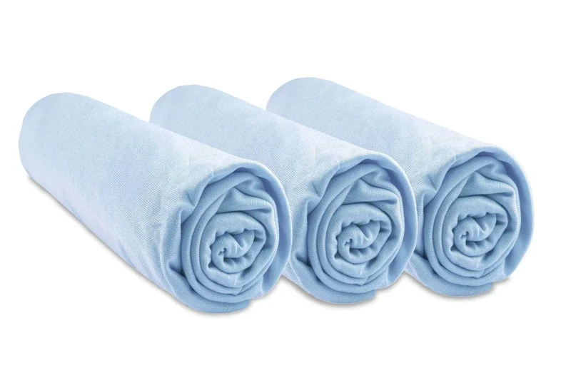 Set of 3 Fitted Sheets (60 x 120 cm) for Baby, Crib, Umbrella Bed, 60 x 120 cm, Hypoallergenic Bamboo, Sky Blue | Stretchy Breathable | Healthy Sleep | Brand Easy Dort | Oeko-Tex | Made in Europe