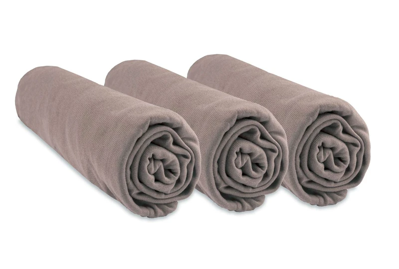 Set of 3 Bamboo Fitted Sheets for Cot 60 x 120 cm – Taupe (Easy Dort)