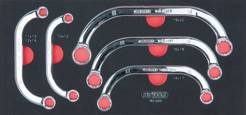 KS TOOLS 783.2005 CHROME + halfmoon spanner set, 5pcs