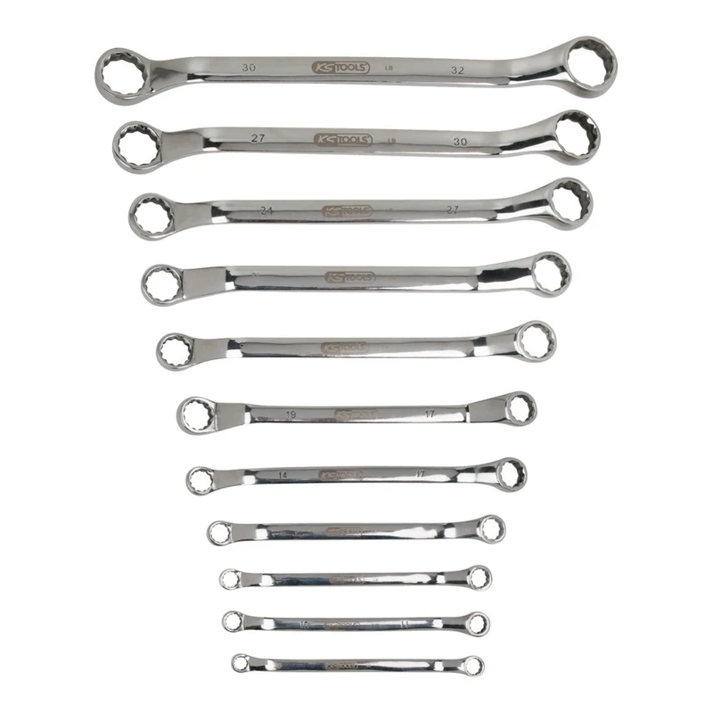 KS TOOLS 964.1145 STAINLESS ring spanner offset set, 11pcs
