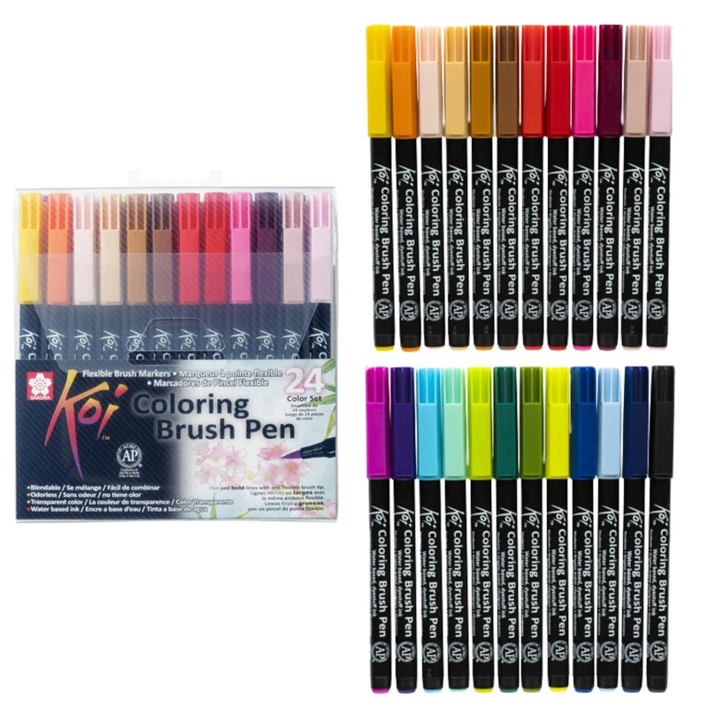 SAKURA Koi Coloring Brush Pen Set of 24 Colors | Brush Markers for Writing, Drawing & Journaling - Image 1