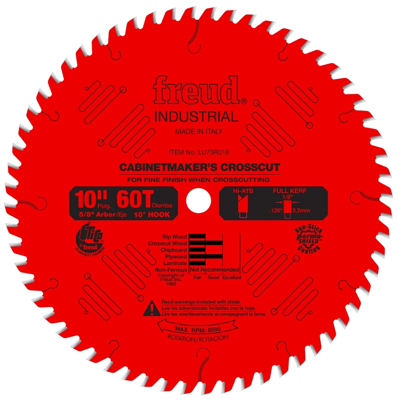 Freud LU73R010: 10" x 60T Cabinetmaker’s Crosscut Blade