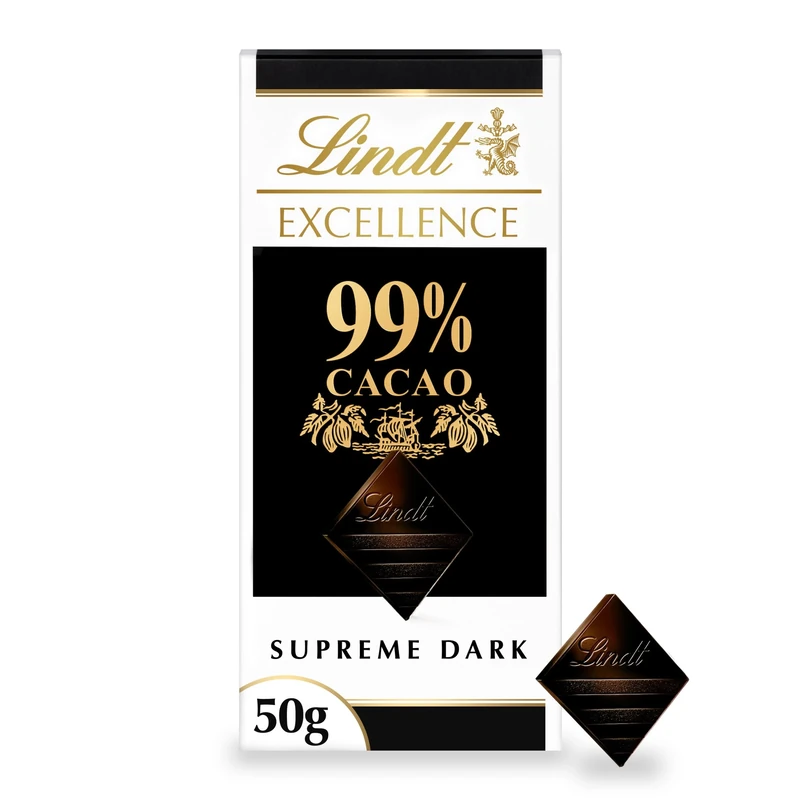 Lindt EXCELLENCE Dark Absolute 99% Cacao Vegan Friendly Chocolate Bar - 50 G (Pack Of 18 Bars)