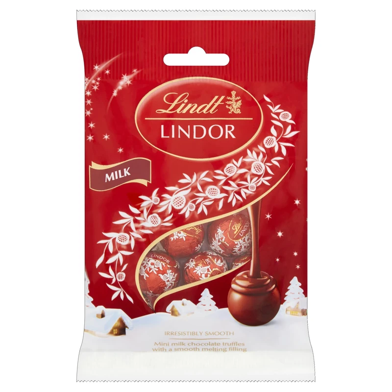 Lindt Lindor Christmas Milk Chocolate Mini Truffles Bag – 80g – Smooth Melting Filling – 2025 Festive Treat