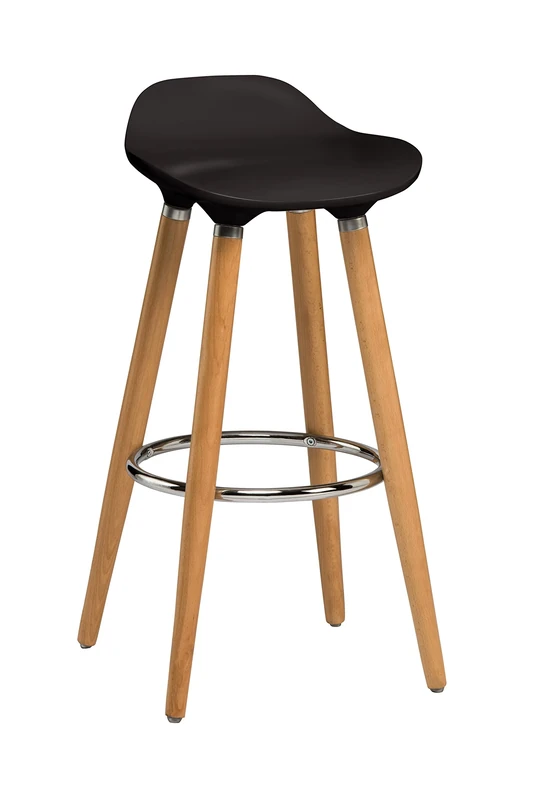 Premier Housewares Bar Stool with Beech Wood Legs - Black
