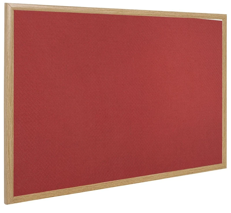 Bi-Office Earth - Notice Board, Red Felt Board with Oak Finish Frame, 240 x 120 cm