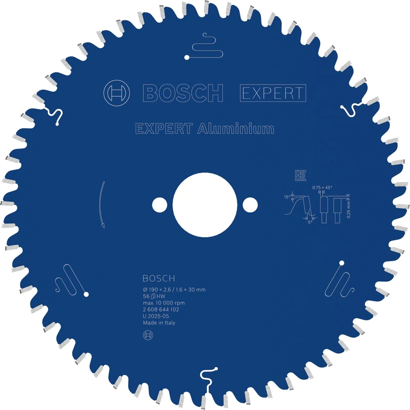 Bosch 2608644102 Circular Saw Blade Expert For Aluminium 190 X 30 X 2.6 Mm, 56