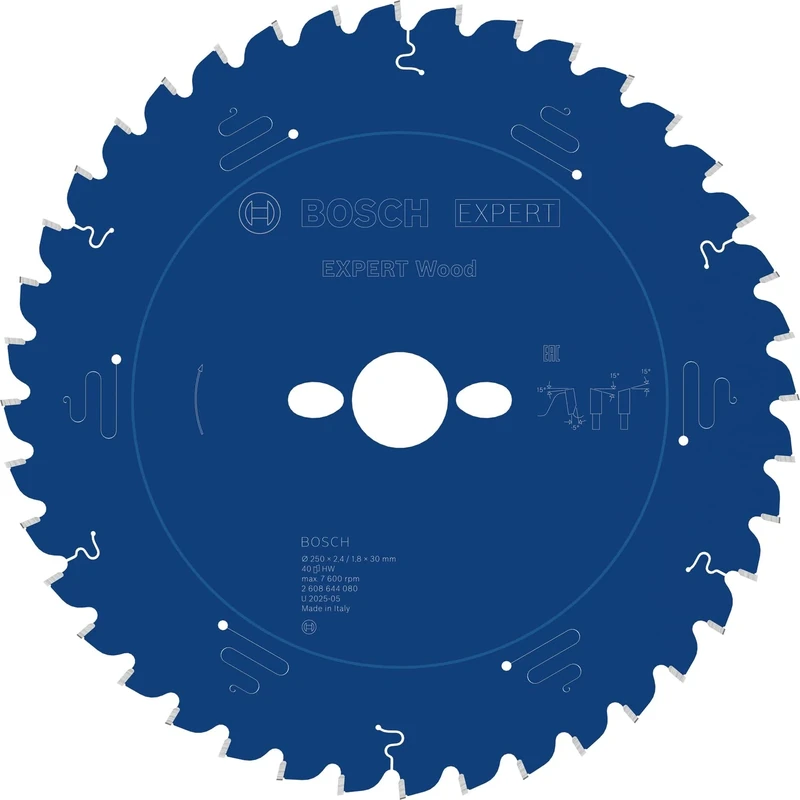 Bosch Professional 250 mm x 30 mm x 2.4 mm 40-Teeth Steel Circular Saw Blade for Wood (Compatible, 1 piece, 2608644080)