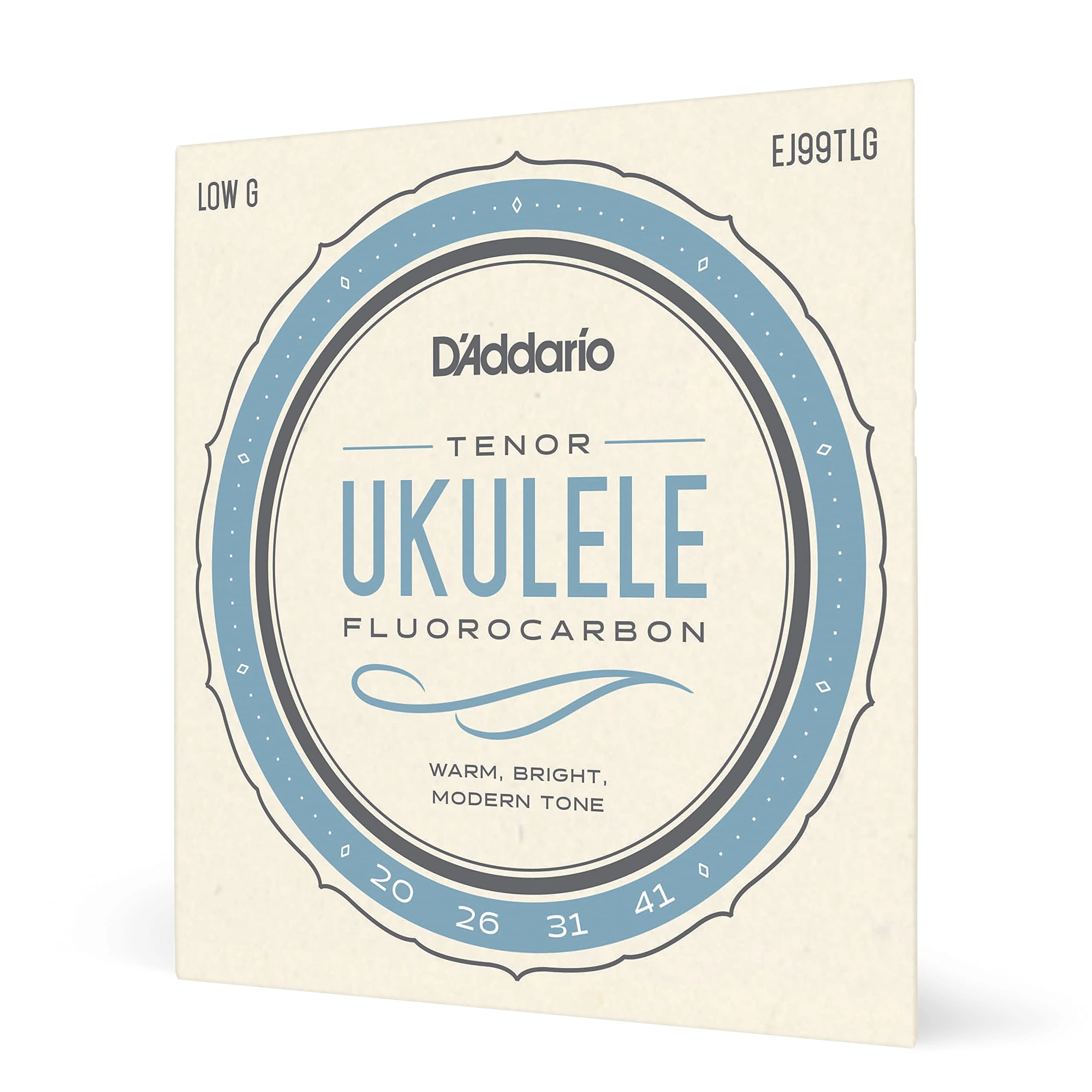 D'Addario Tenor Ukulele Strings, Fluorocarbon, EJ99TLG, Low-G, 4-String Set, Pack of 1
