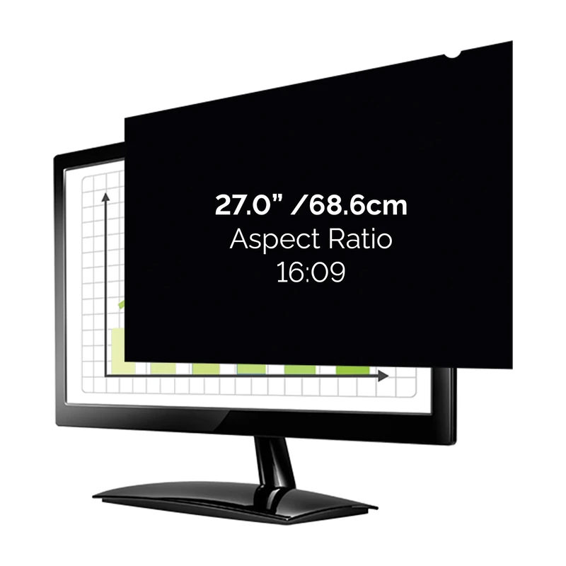 Fellowes PrivaScreen Black Out Privacy Filter Anti Glare Screen Protector for Monitor 27.0" Inches (16:09 Aspect Ratio) 597 x 335mm - Easy Attach & Removal with Quick Reveal Tabs