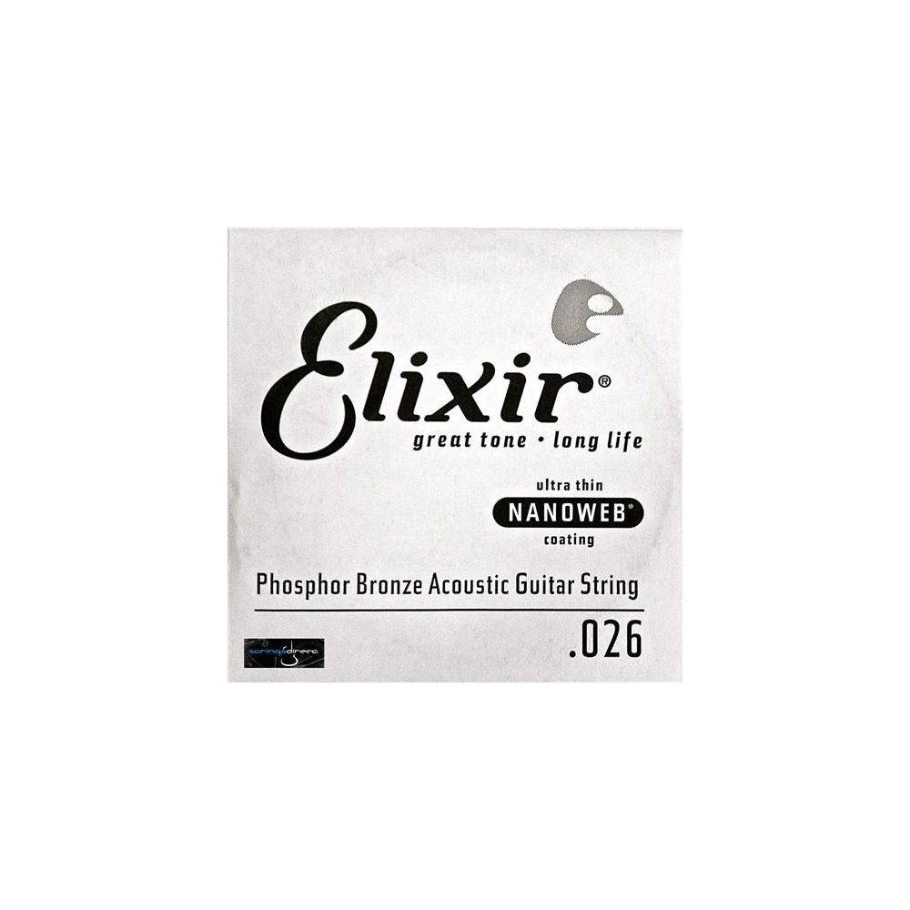 Elixir® Strings Acoustic Phosphor Bronze Guitar Strings with Nanoweb® Coating (.027)