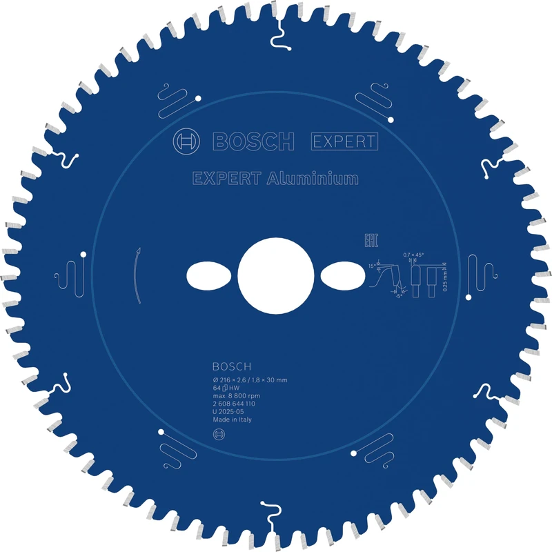 Bosch 2608644110 Circular Saw Blade Expert For Aluminium 216 X 30 X 2.6 Mm, 64