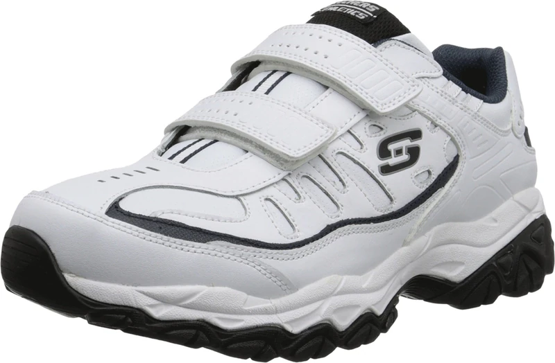 Skechers Men's Afterburn M. Fit Strike on, White/Navy, 7.5 UK X-Wide