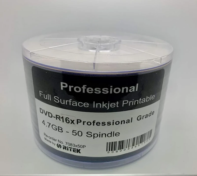 50 x Ritek Professional White Inkjet Printable DVD - R
