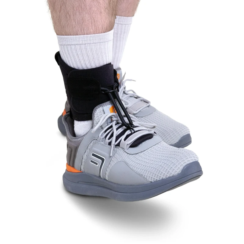 Boxia Drop Foot Support – Class 1 AFO Brace for Flaccid Paralysis/Foot Drop | Discreet Shoe-Compatible Design, Adjustable Strap | Adult Unisex Black Large