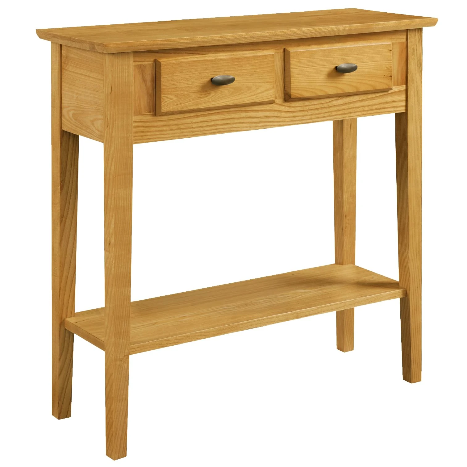 Leick Home 30 in. Solid Wood Hall Entryway Console Sofa Table with Shelf and Two Drawers, Desert Sand Natural Brown, 10075-DS