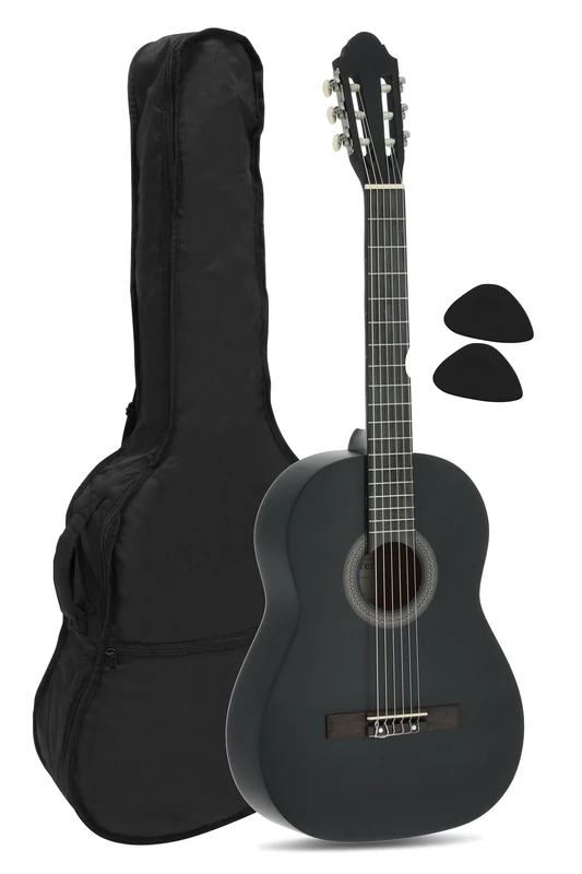 Juan Miguel Navarrez concert guitar, classical guitar, 4/4 black, incl. bag