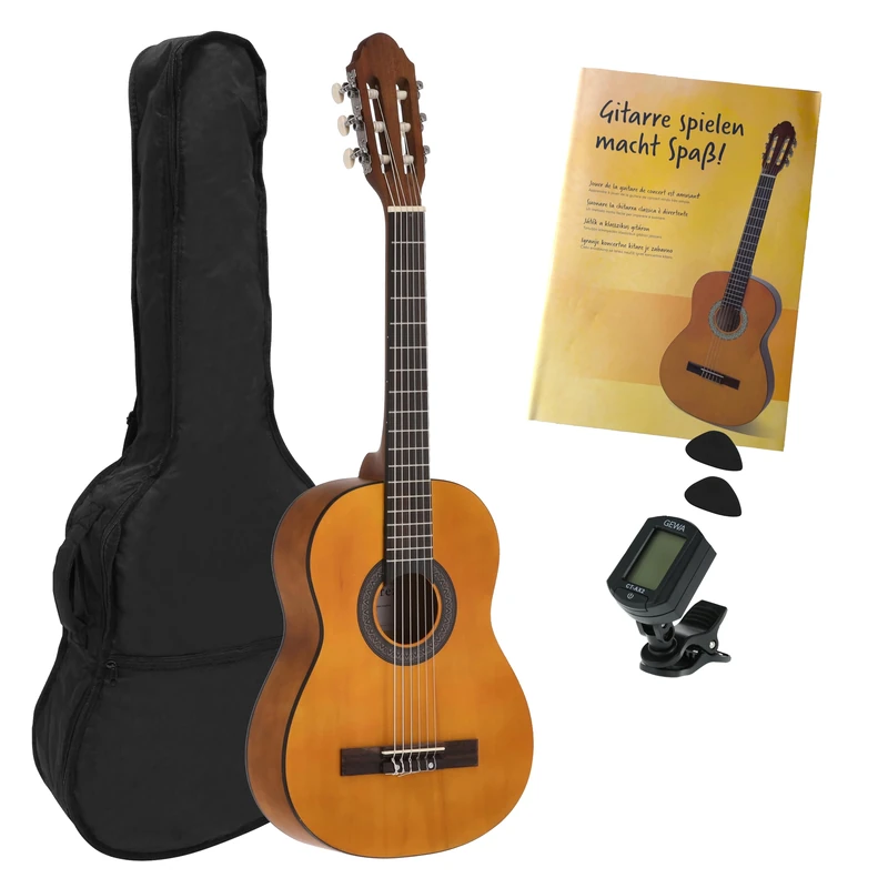 Juan Miguel Navarrez concert guitar - classical guitar - 1/2 honey - natural - starter set - incl. bag, plectrums, book, tuner