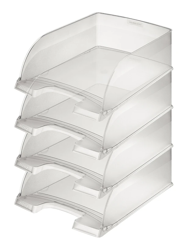 Leitz Plus Series 52330003 Letter Tray A4 Jumbo Pack of 4 Transparent Extra Large Capacity