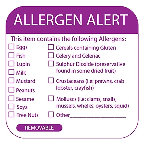 bar@drinkstuff Food Allergen Warning Labels, Case of 9000 - Image 1