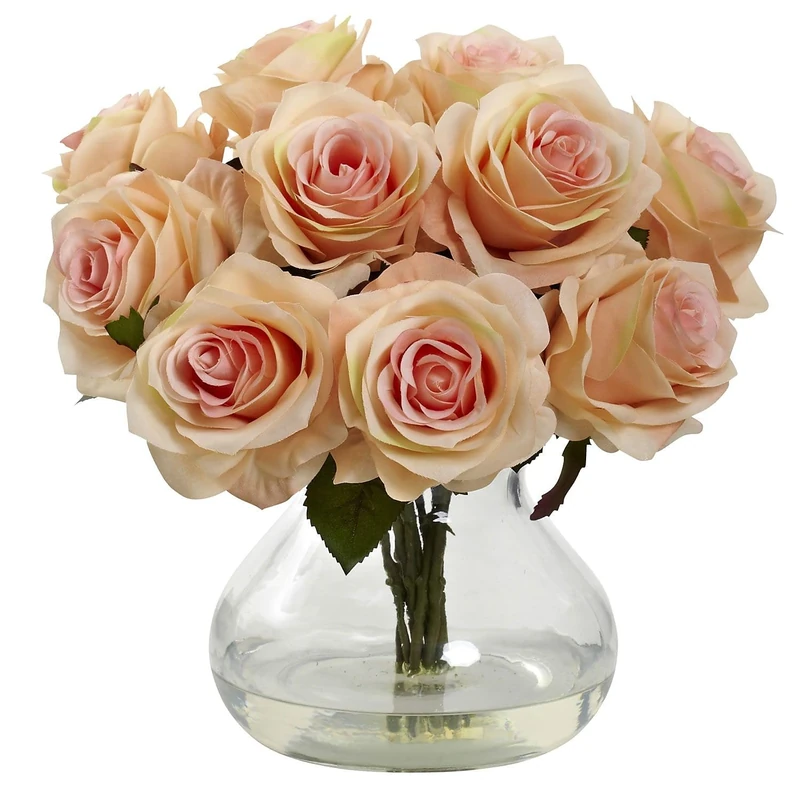 Nearly Natural Rose Artificial Arrangement with Vase