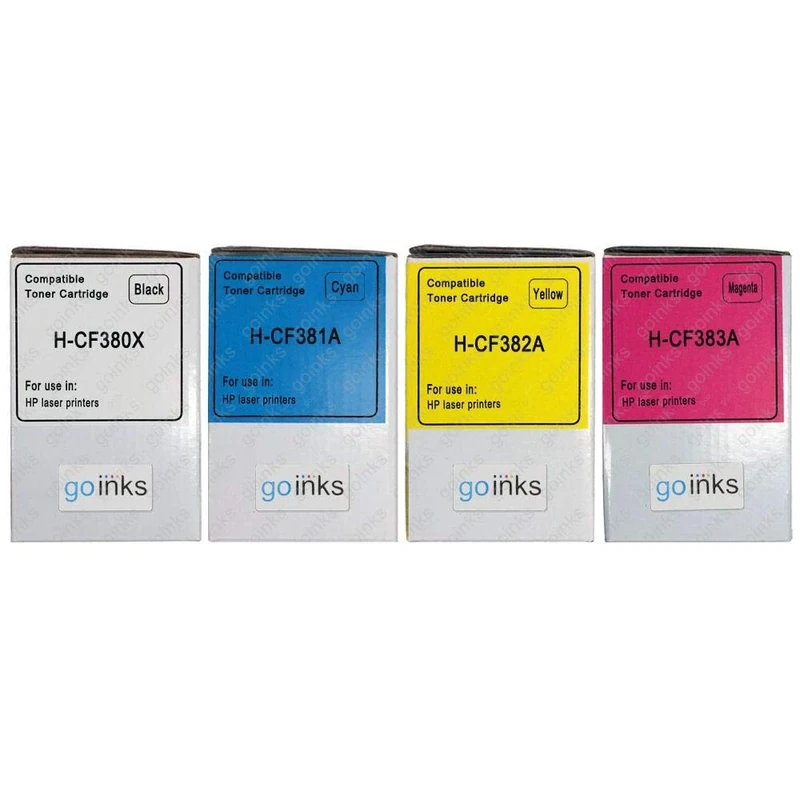 Go Inks 1 Set of 4 Laser Toner Cartridges to replace HP CF380X/CF381A/CF382A/CF383 Compatible/non-OEM for HP Colour Laserjet Pro Printers