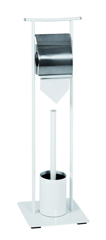 HAKU Möbel Toilet Set Chrome, White, Metal - Size: W 20 cm X H 69 cm X D 20 cm, Style: Modern