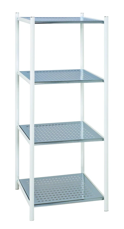 HAKU Möbel Rack Chrome, White, Metal - Size: W 40 cm X H 103 cm X D 35 cm, Style: Modern