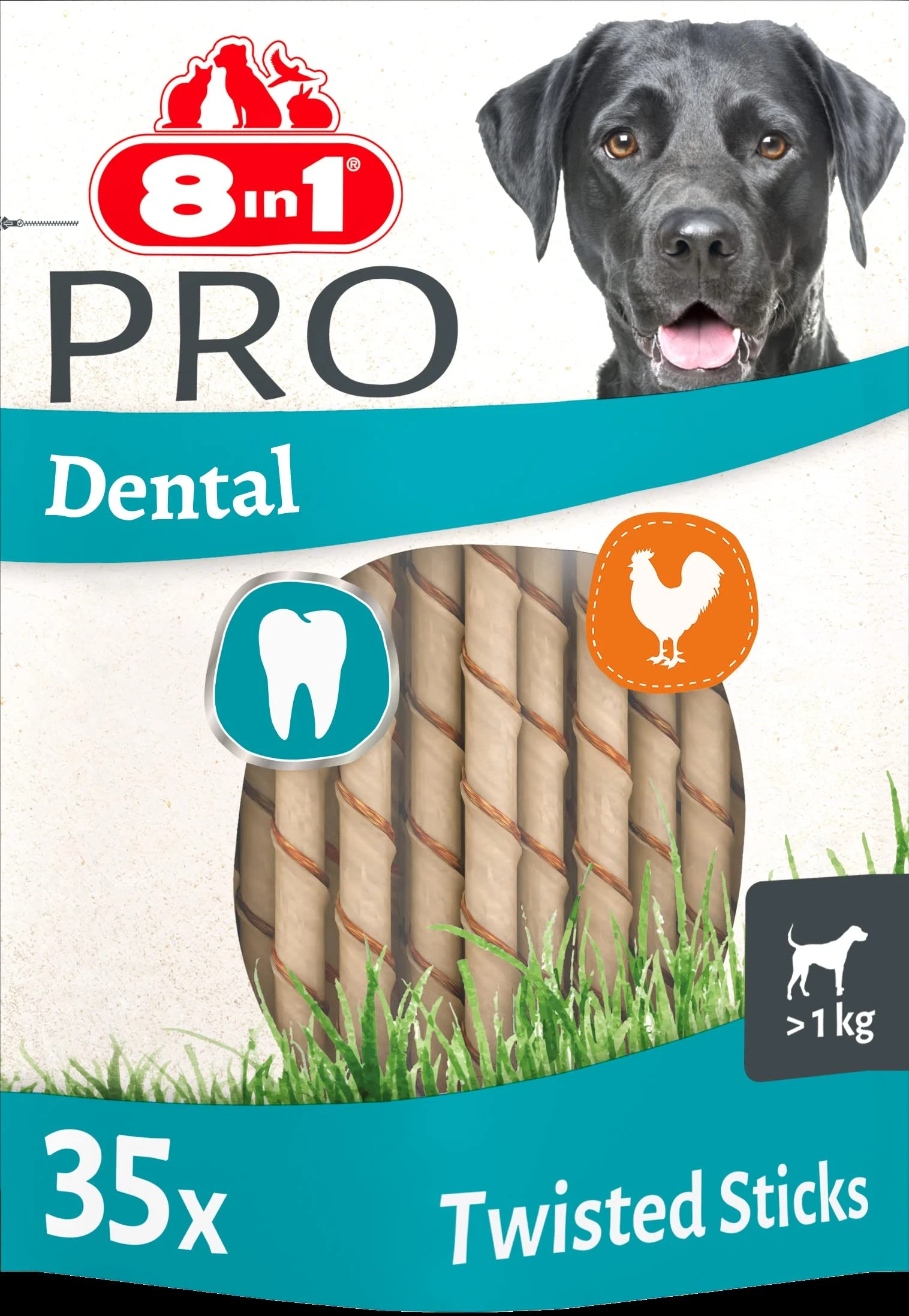 8in1 Pro Dental Twisted Sticks - healthy chew sticks for dogs for dental care, 35 pieces (pack of 1)