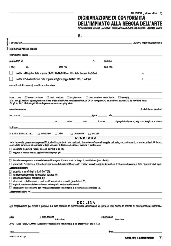 Edipro E9071 Implant Compliance Declaration (Annex I) Installing Companies 5 Copies Snap F.to 9.9 x 17 - Image 1