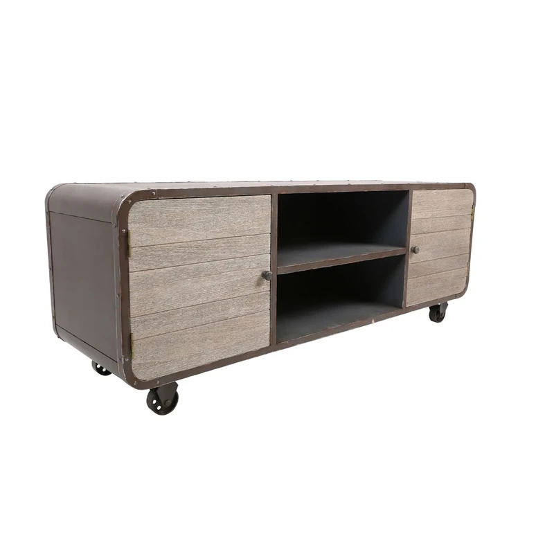 Premier Housewares Village Loft Media Cabinet, Wood, Natural, 56 x 149 x 45 cm