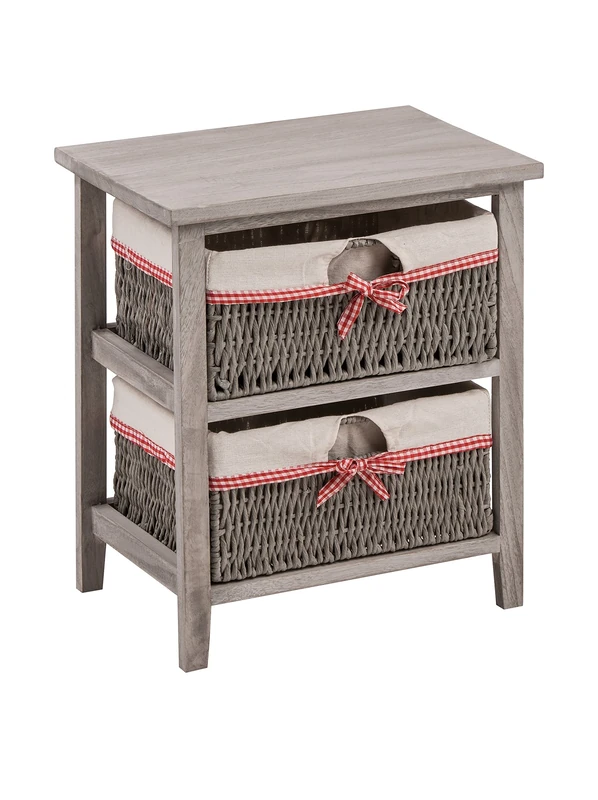 Premier Housewares Cotswold Storage Unit with 2-Woven Baskets, Grey