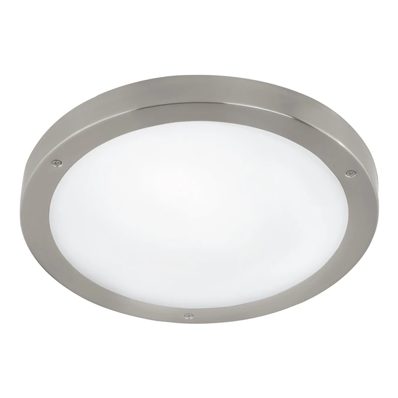 Eglo LED Outdoor Ceiling Light Vento 1, External Wall Lighting Made of Stainless Steel and Glass, Silver-Coloured and White Outside lamp, IP44