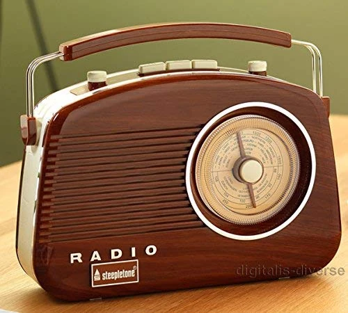 steepletone Wood Grain Effect Brighton 1950's Portable Retro Style Rotary Radio - Image 1