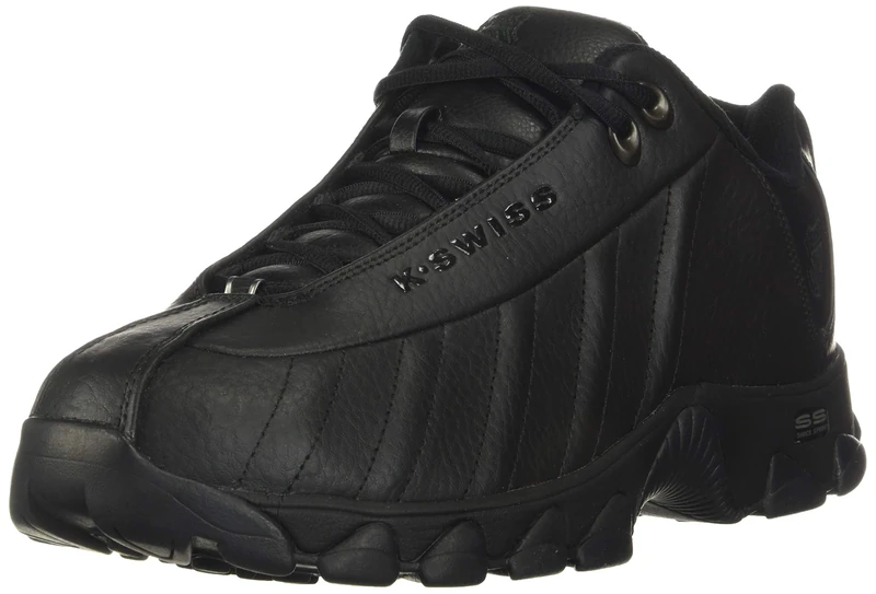 K-Swiss Men's ST329 CMF Sneaker, Wide Tennis Dad Walking Shoes Leather Upper, Black, 10 UK