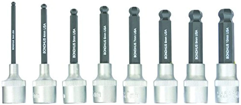 BONDHUS, PHBX8M/S-2 BALLEND Series INHEX Socket BIT Set 8PC MM 2", 43487