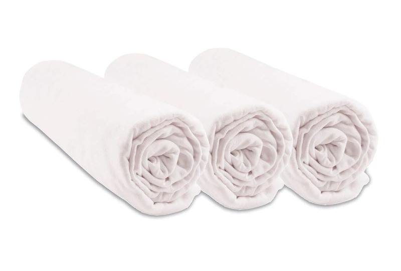 Set of 3 Organic Cotton Fitted Sheets for Cot 60 x 120 cm - 2 Colours Available (White)